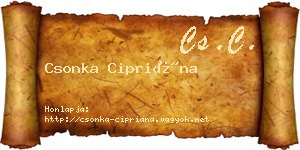 Csonka Cipriána névjegykártya